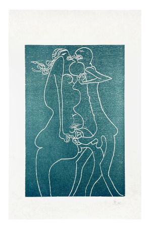 Gravure Sur Bois Müller - 13 FOIS ELLE ET MOI - FLAMMES