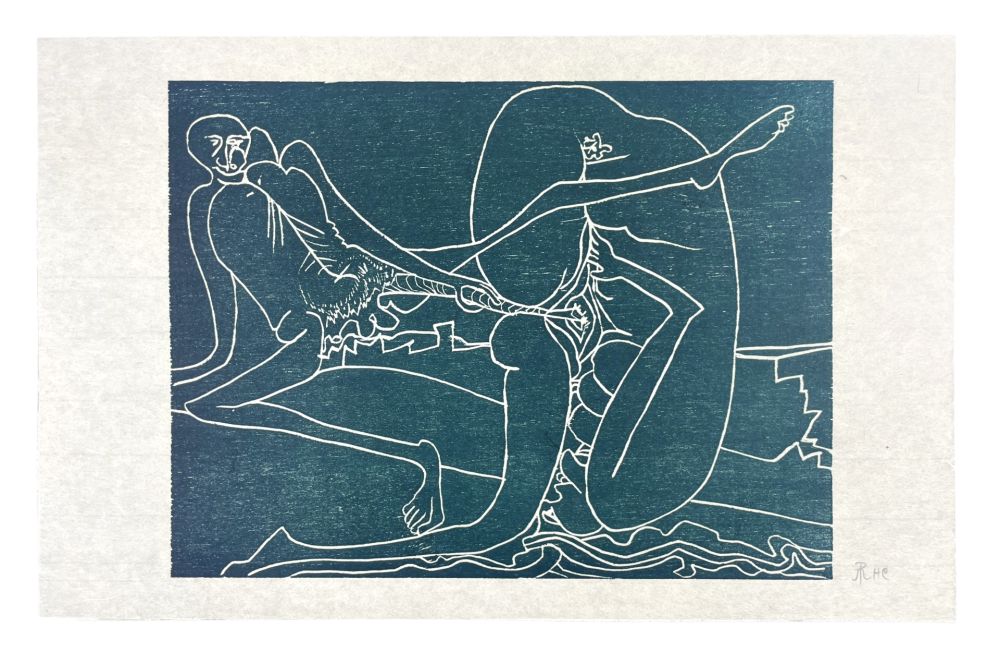 Gravure Sur Bois Müller - 13 FOIS ELLE ET MOI - LA PLAGE