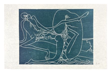 Gravure Sur Bois Müller - 13 FOIS ELLE ET MOI - LA PLAGE