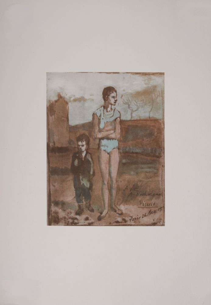 Lithographie Picasso (After) - Arlequin et garçon, 1946