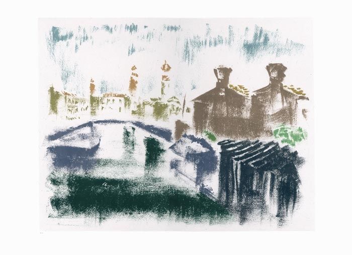 Lithographie Masson - Canal à la Giudecca (Voyage à Venise)