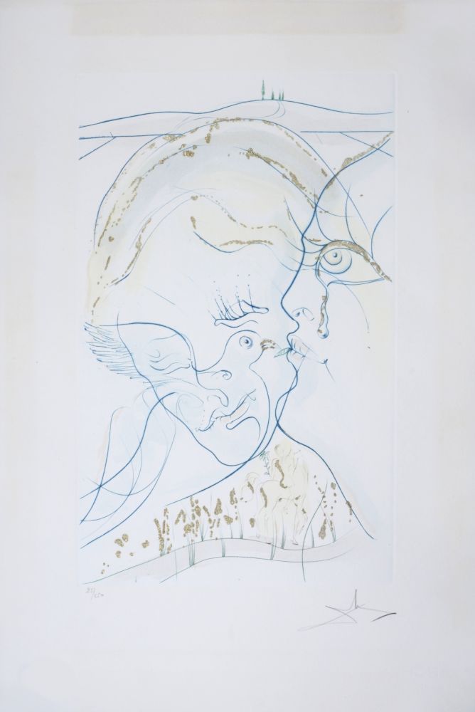 Gravure Dali - Cantique des Cantiques : Les Yeux de colombe de la Mariée, 1971 - Hand-signed
