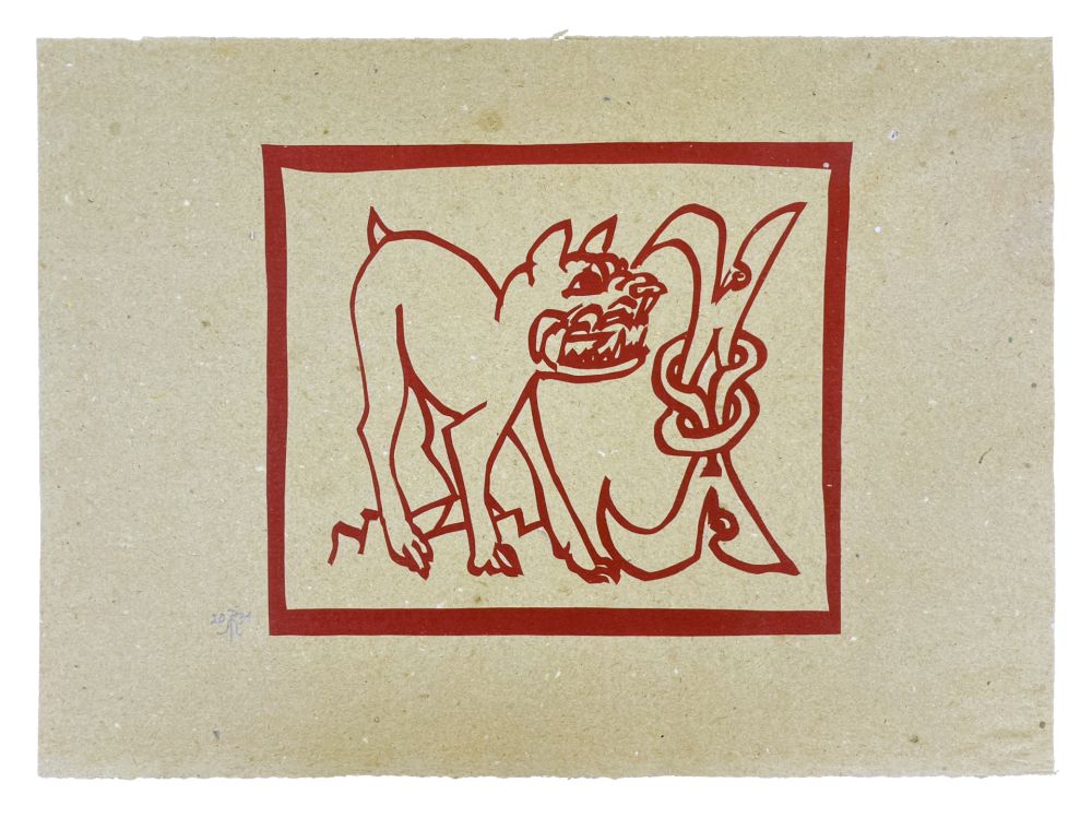 Gravure Sur Bois Müller - CERBÈRE