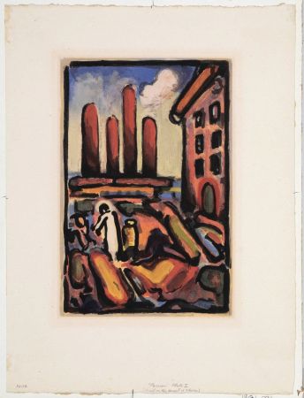 Aquatinte Rouault - Christ au Faubourg