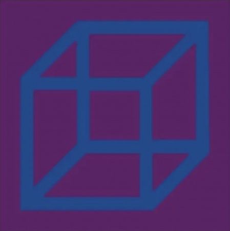 Linogravure Lewitt - Cubes in Color on Color (Purple/Blue)