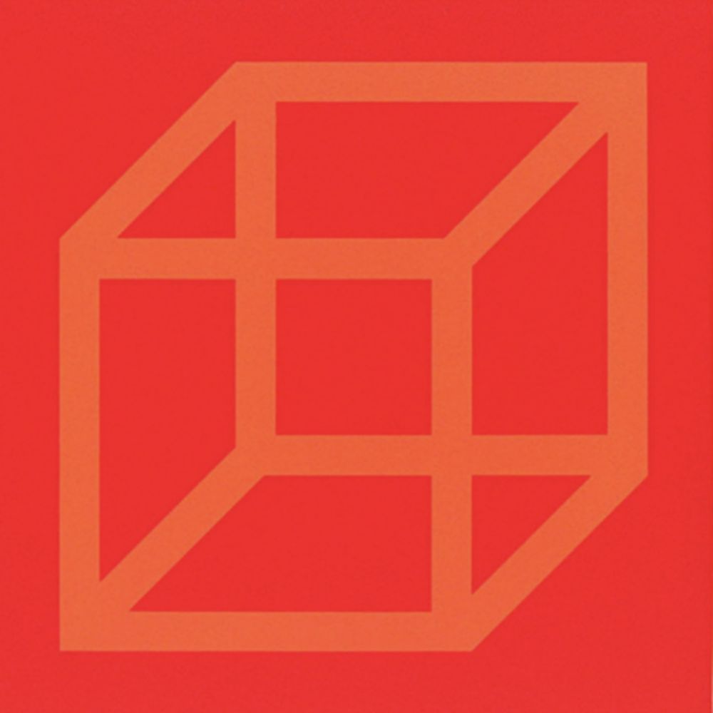 Linogravure Lewitt - Cubes in Color on Color (Yellow/Red)_copy