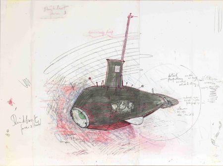 Sérigraphie Panamarenko - De Duikboot : project Panamarenko faze III XL