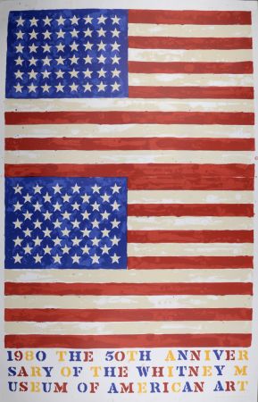 Lithographie Johns - Double Flags, The 50th Anniversary of the Whitney Museum of American Art, 1979-1980