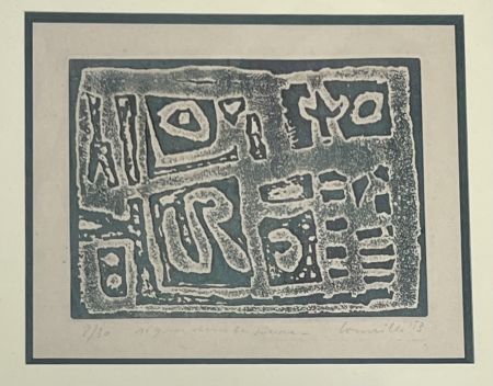 Eau-Forte Corneille - Eau-forte encadrée en couleurs Signes dans la pierre, 1953. Numéro 15/30