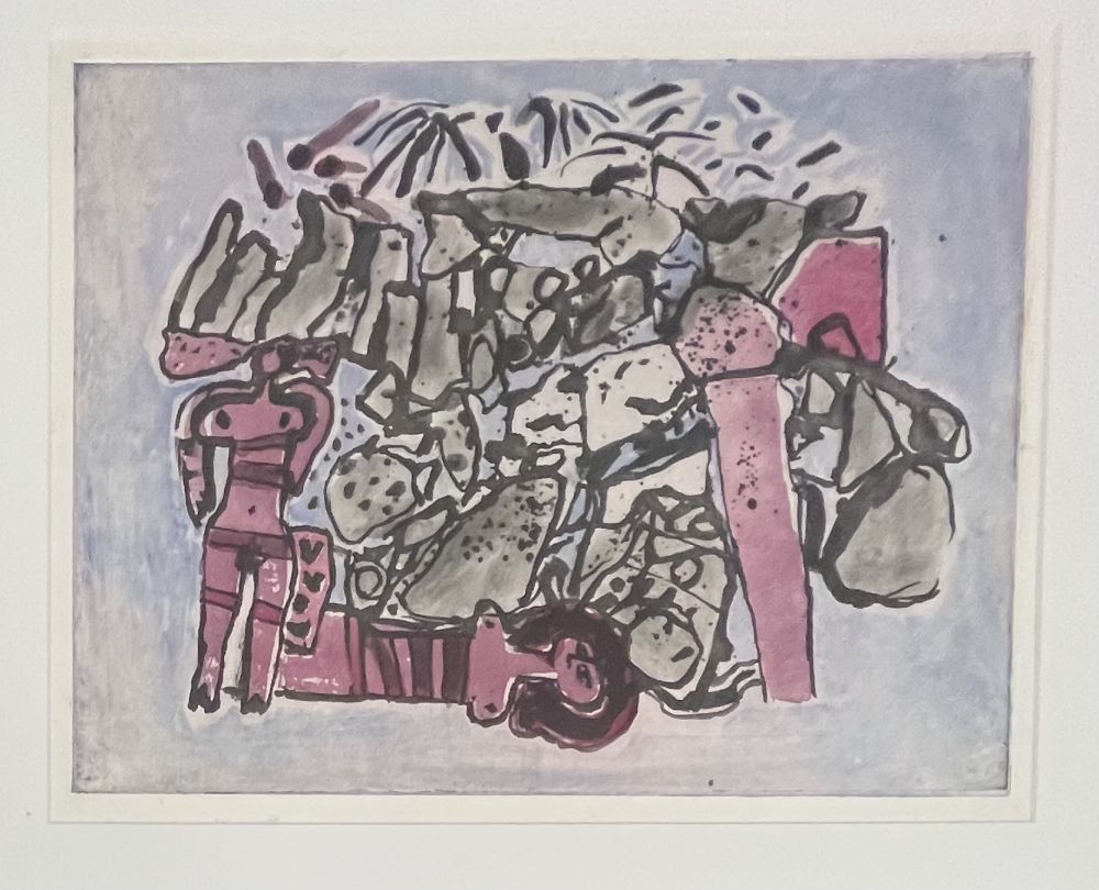 Eau-Forte Et Aquatinte Corneille - Eau-forte encadrée : Lieu rupestre E/A 