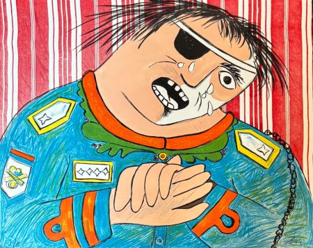 Lithographie Baj - Enrico Baj (1924–2003) – Dayan – Color lithograph on paper – 1965