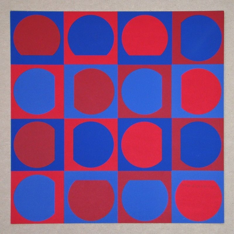 Sérigraphie Vasarely - Eridan Rouge