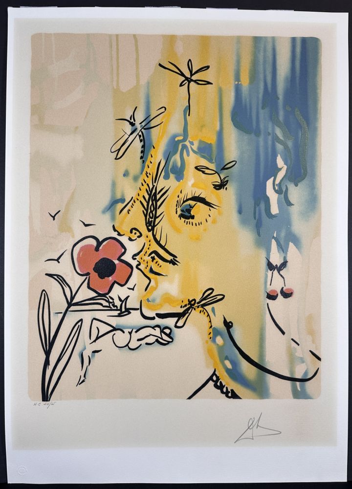 Lithographie Dali - Fleurs Surrealiste Vanishing Face