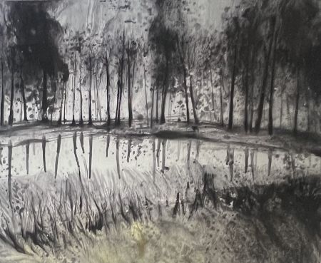 Aucune Technique Havaux - Grande Aquarelle sur papier signée Forêt
