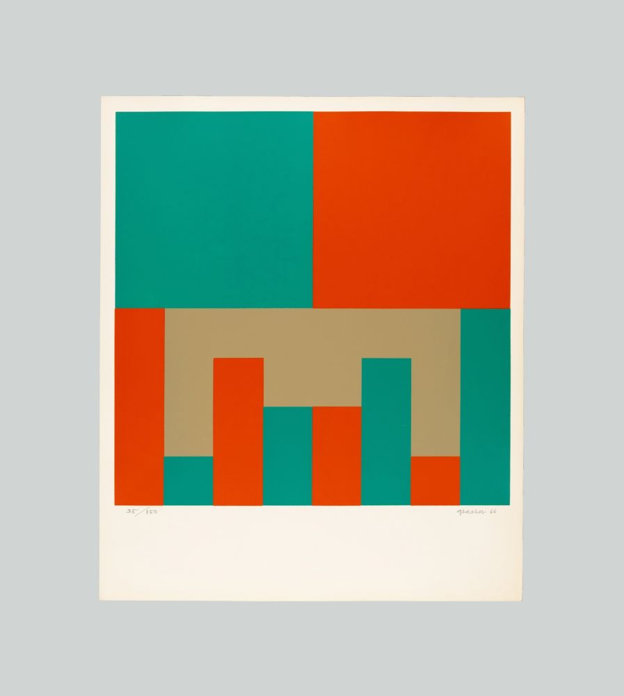 Sérigraphie Graeser - Grun - Orange konstellation