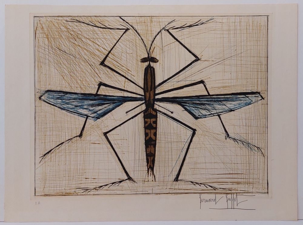 Gravure Buffet - Insecte bleu 