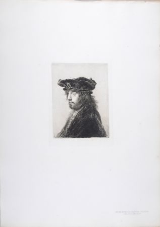Héliogravure Rembrandt - Jeune homme à toque de velours