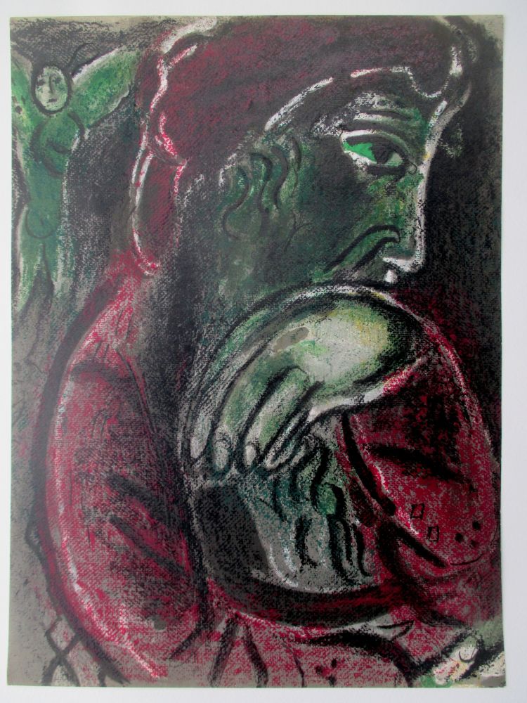 Lithographie Chagall - Job Desespere/ Job in despair