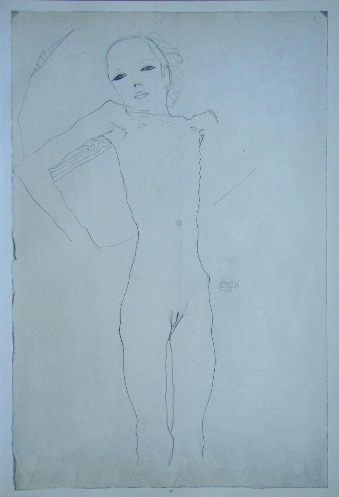 Sérigraphie Schiele (After) - Junge Frau nackt und liegend
