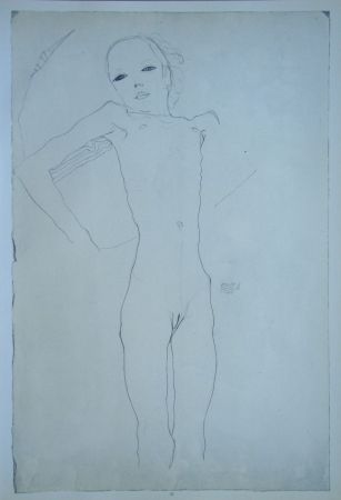 Sérigraphie Schiele (After) - Junge Frau nackt und liegend