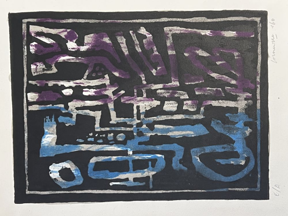 Lithographie Corneille - Lithographie ancienne 1960. Composition Abstraite pour la revue Signe, Imre Pan