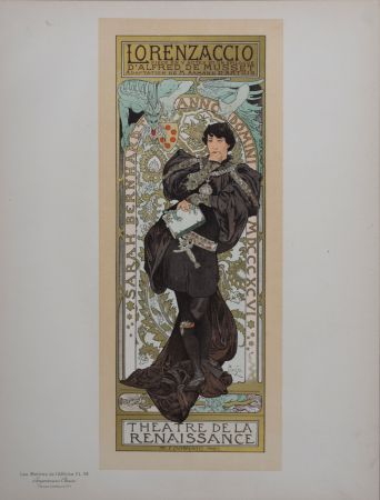 Lithographie Mucha - Lorenzaccio, Les Maitres de L’Affiche, 1898
