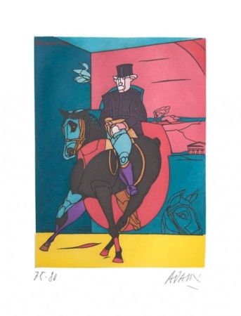 Gravure Adami - L'écuyer