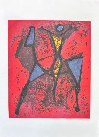 Aquatinte Marini - Marino Marini (1901-1980) - CAVALIERE I - Color Aquatint on Goya paper - 1972