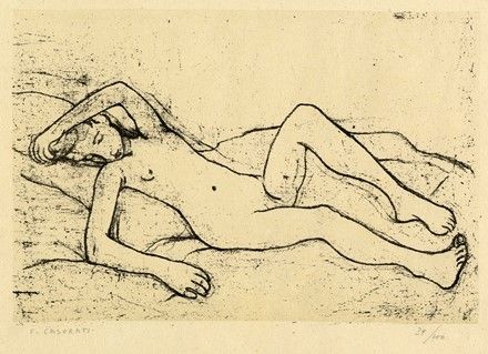 Lithographie Casorati - Nudo disteso