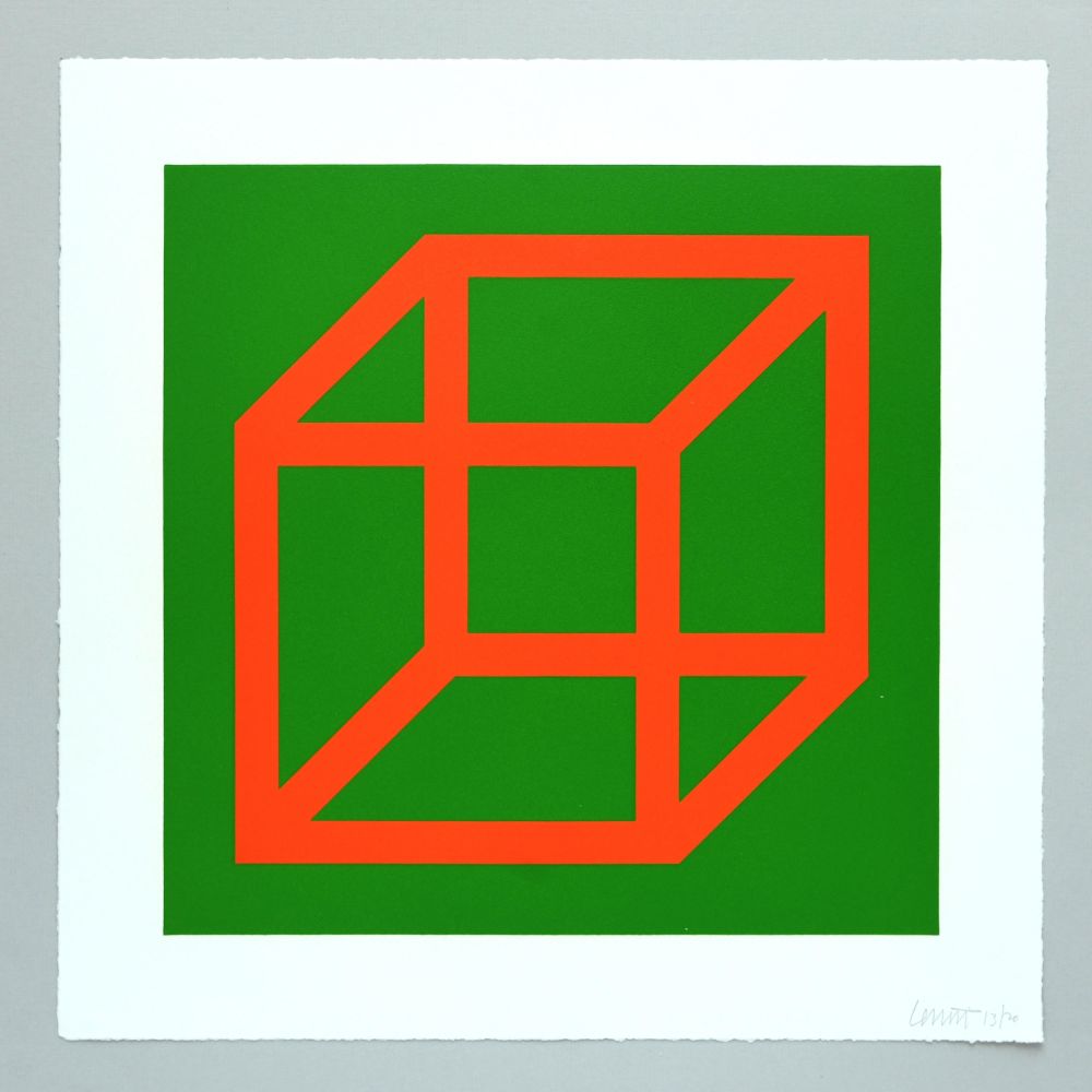 Linogravure Lewitt - Open Cube in Color on Color Plate 16