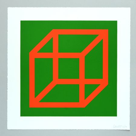 Linogravure Lewitt - Open Cube in Color on Color Plate 16