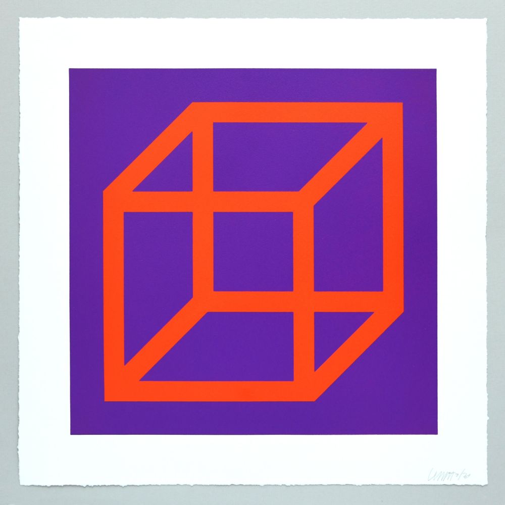 Linogravure Lewitt - Open Cube in Color on Color Plate 17