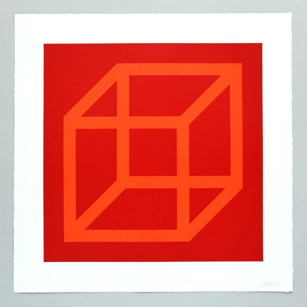 Linogravure Lewitt - Open Cube in Color on Color Plate 18