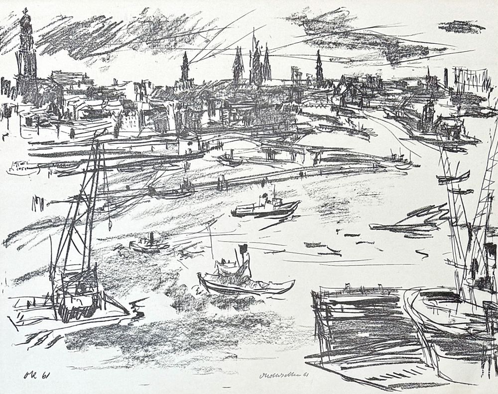 Lithographie Kokoschka - Oskar Kokoschka (1886–1980) - Port of Hamburg - Lithograph on paper - 1961