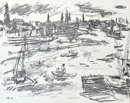 Lithographie Kokoschka - Oskar Kokoschka (1886–1980) - Port of Hamburg - Lithograph on paper - 1961