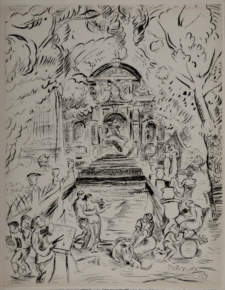 Gravure Friesz - Paris 1937 : Quartier Latin, 1937