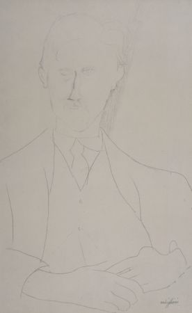 Lithographie Modigliani - Portrait de Roger Dutillieul