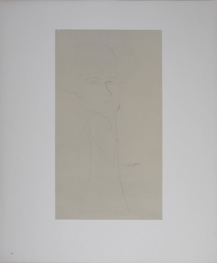 Lithographie Modigliani - Portrait of Man
