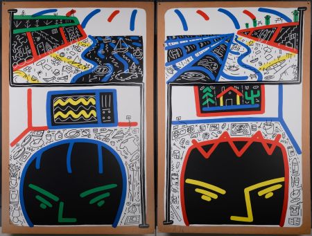 Sérigraphie Boisrond - Rêve de plage, 1986 (Diptyque)