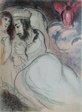 Lithographie Chagall - Sara et Abimelech