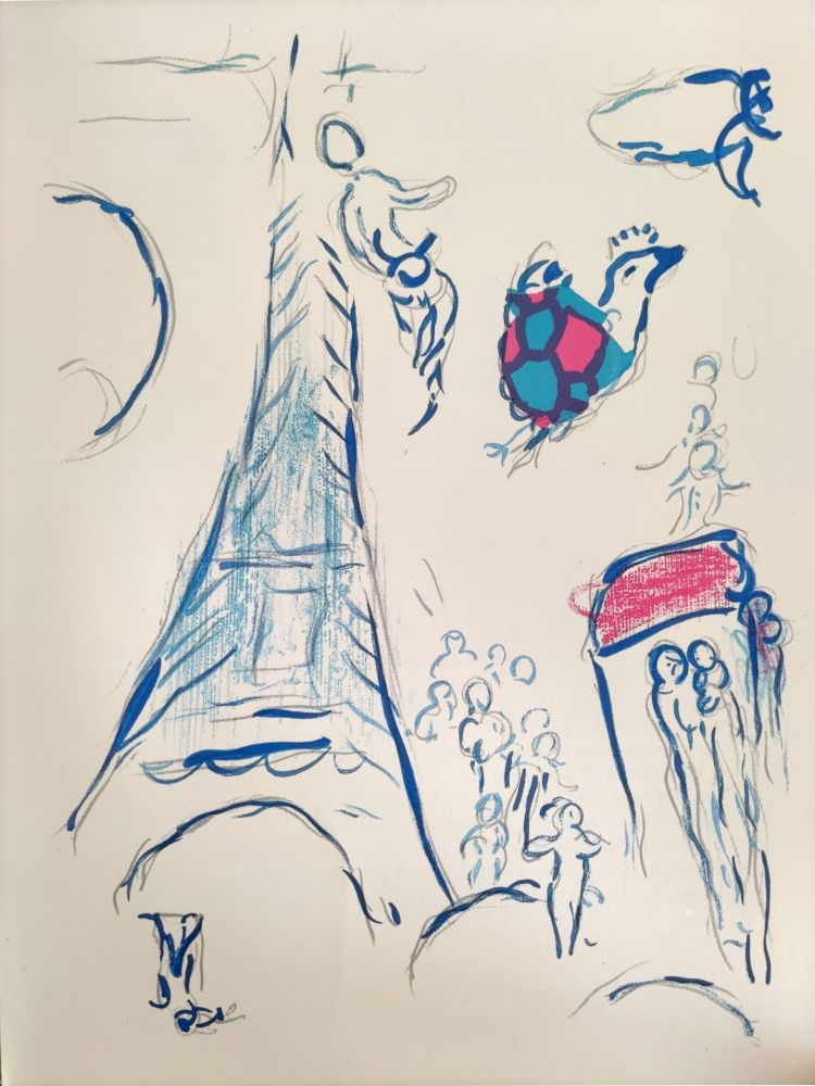 Lithographie Chagall - Sketch for the Angel of Mozart