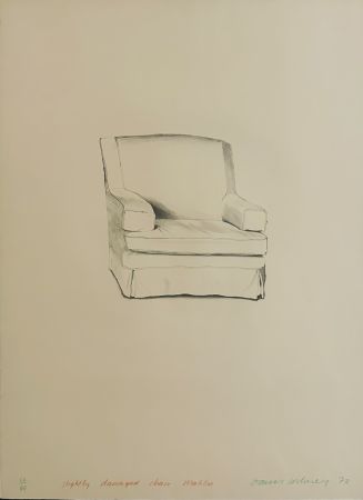 Lithographie Hockney - Slightly damaged chair, Malibu