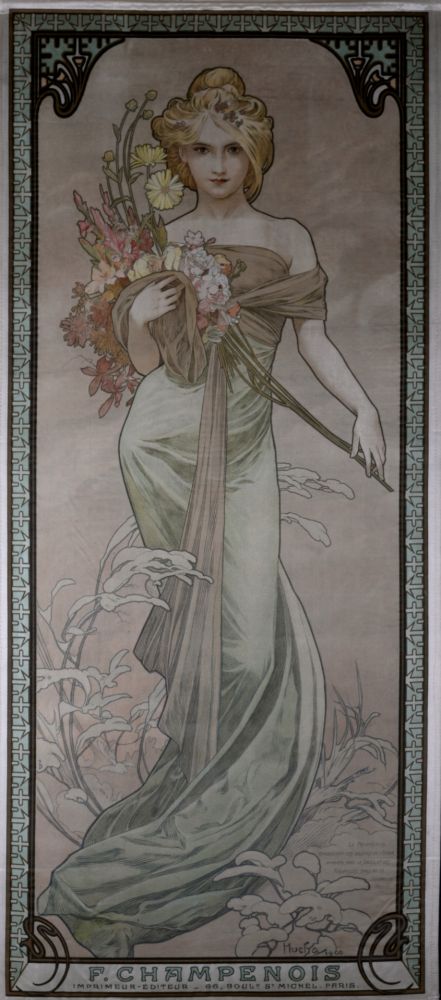 Lithographie Mucha - The Seasons / Spring