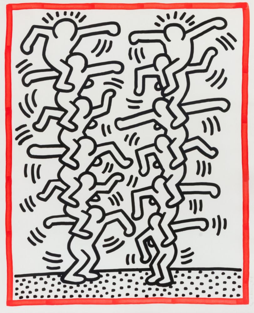 Lithographie Haring - Untitled (People ladder), 1985