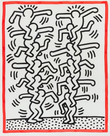 Lithographie Haring - Untitled (People ladder), 1985