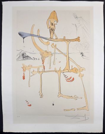 Gravure Dali - Visions de Quevedo Paysage avec Squelette Landscape with Skeleton